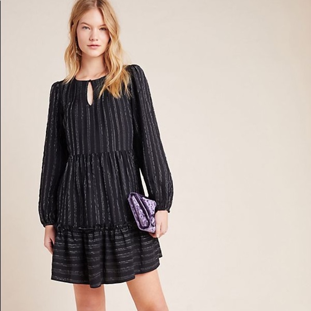 Anthropologie pippa tiered black dress